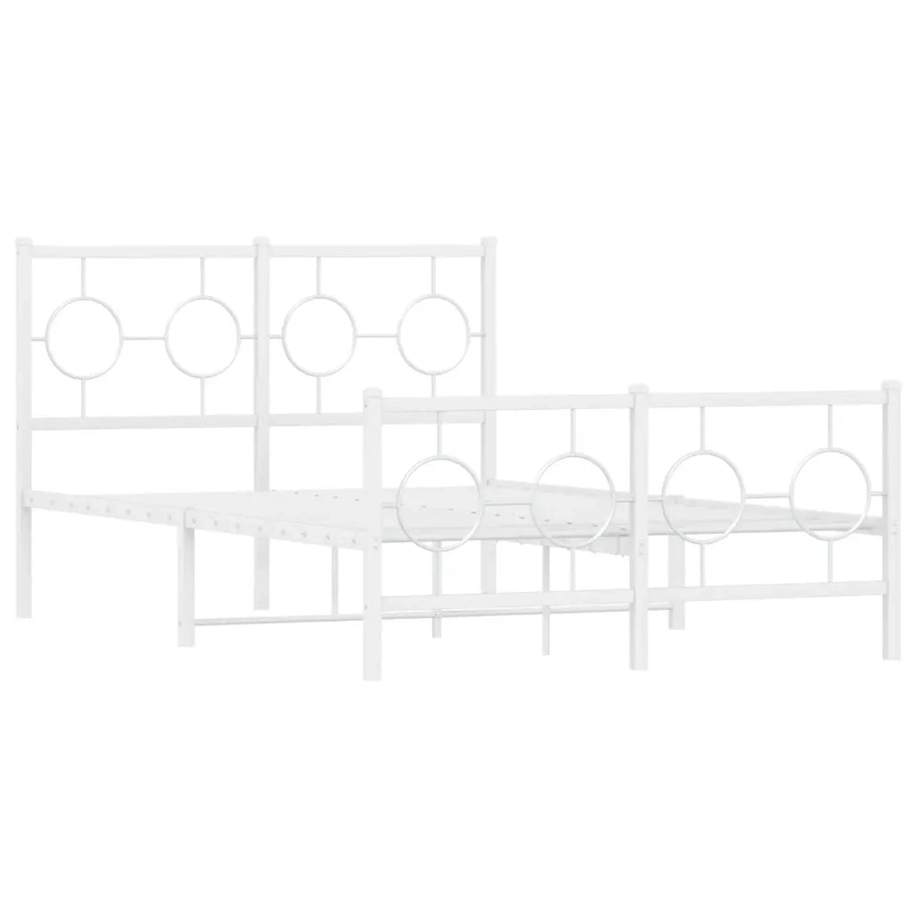 Giroletto con Testiera e Pediera Metallo Bianco 120x190 cm