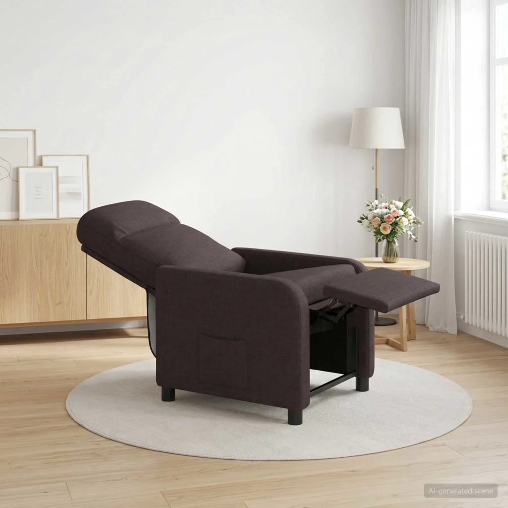 Divano Sedia-Poltrona reclinabile Marrone Scuro Tessuto 881459