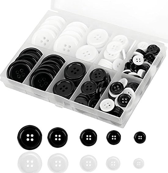 160 pezzi di spille - nero bianco - 4 fori - spille a rilievo rotonde - spille per cucito per abbigliamento scrapbooking e decorazione