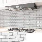 Tegoli da parete in vinile per cucina - applicazione facile - adesivi per pavimento in vinile - pavimento in vinile per cucina e bagno - dimensioni 305 cm x 152 cm - colore bianco - colore nero - pavimento in vinile per cucina e bagno con spaziatura nera