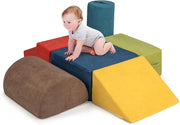 Set di 6 Blocchi di Arrampicata per Bambini, Set di Costruzioni Morbide con Tessuto Ciniglia, Mattoncini in Spugna ad Alta Densità con Maniglie, Ostacoli per Scalare per 1-3 Anni (Multicolore)