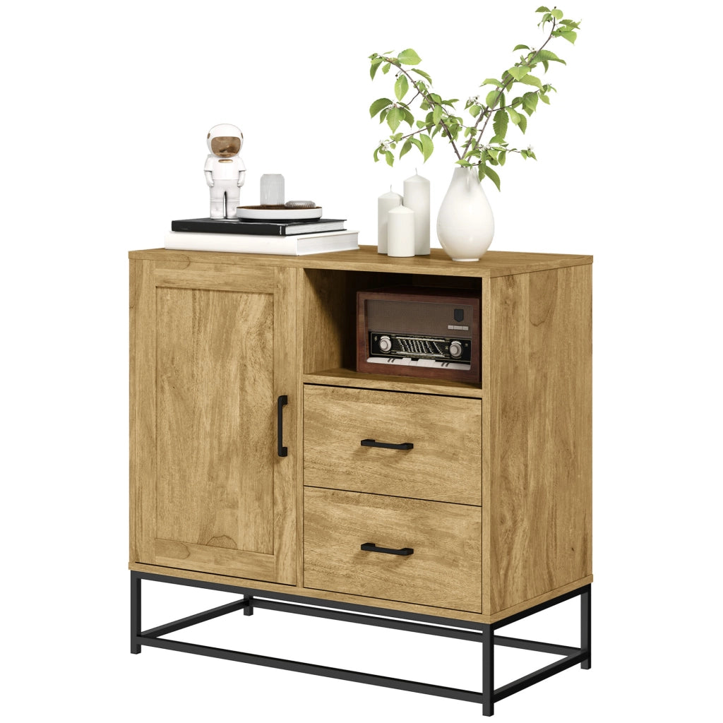 Buffet con 2 cassetti e ripiano regolabile ¨C zephmum ¨C 80x40x78 cm naturale