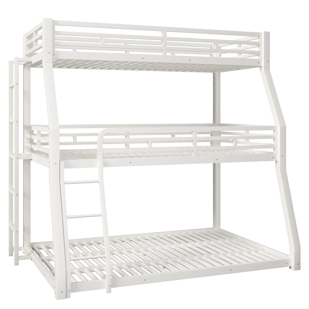 Letto a castello 90×200 cm e 120×200 cm e 140×200 cm con scala e sponde; senza materasso; metallo; bianco
