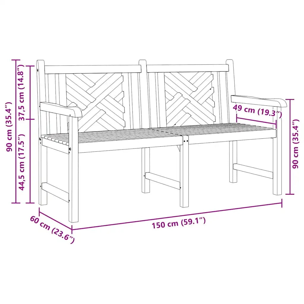 vidaXL Panchina da giardino Marrone 150 x 60 x 90 cm