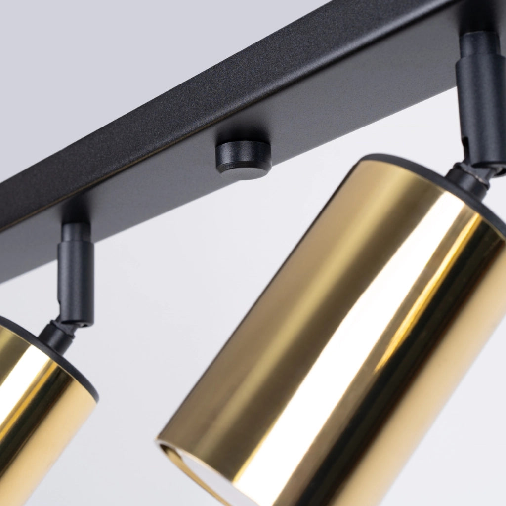 Lampada moderna in acciaio tubolare WINX Bittersweet Shimmer a 6 luci, nera e oro