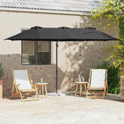Ombrellone-Ombrello da giardino Nero 372 x 198 x 243 cm Poliestere e Alluminio