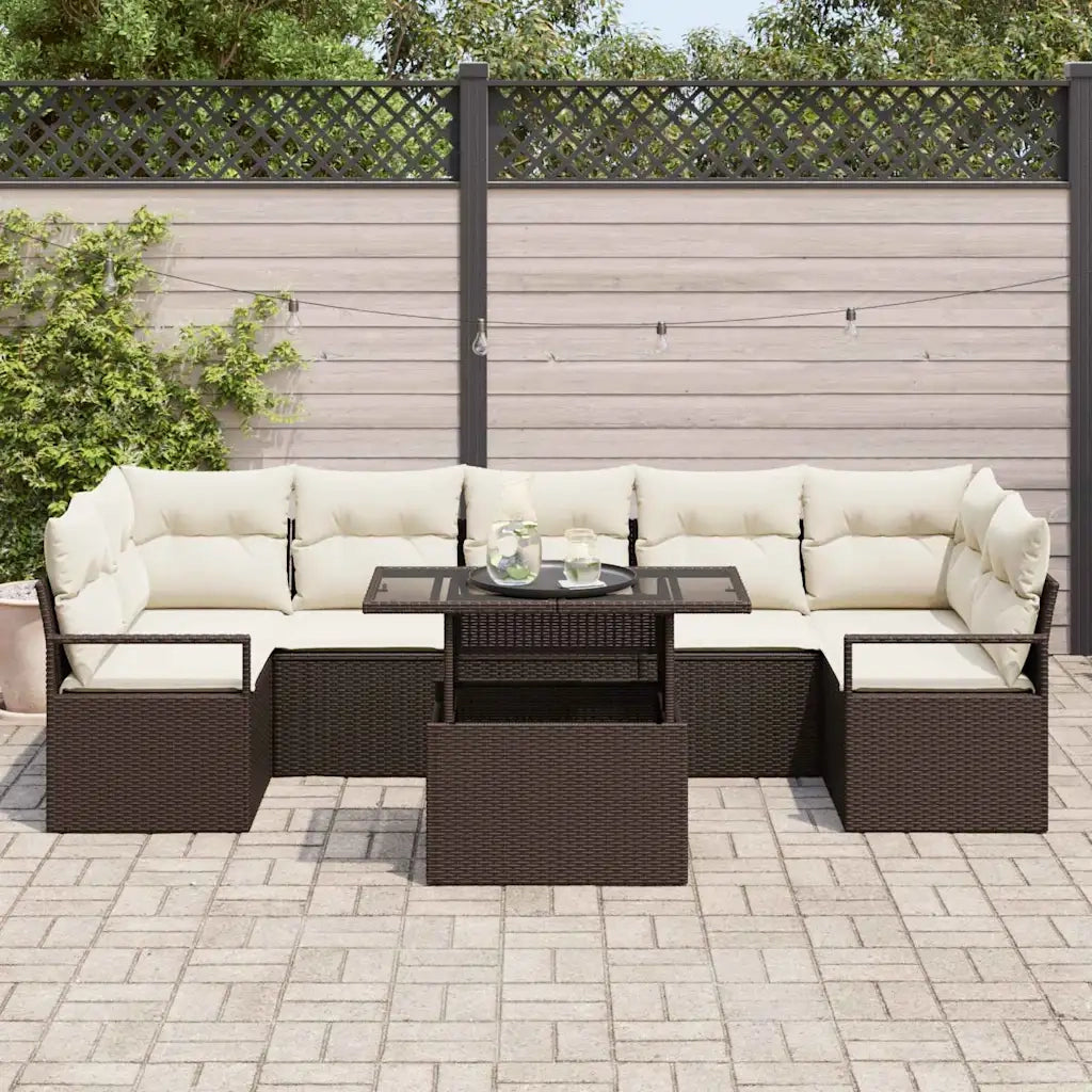 Set Divano da Giardino 8 pcs Marrone Poly Rattan 3357511