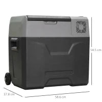 Frigo per Auto da 50L con Pannello Touch, Maniglia e 2 Ruote, in Alluminio e Plastica, 58.6x37.8x54.5 cm, Grigio