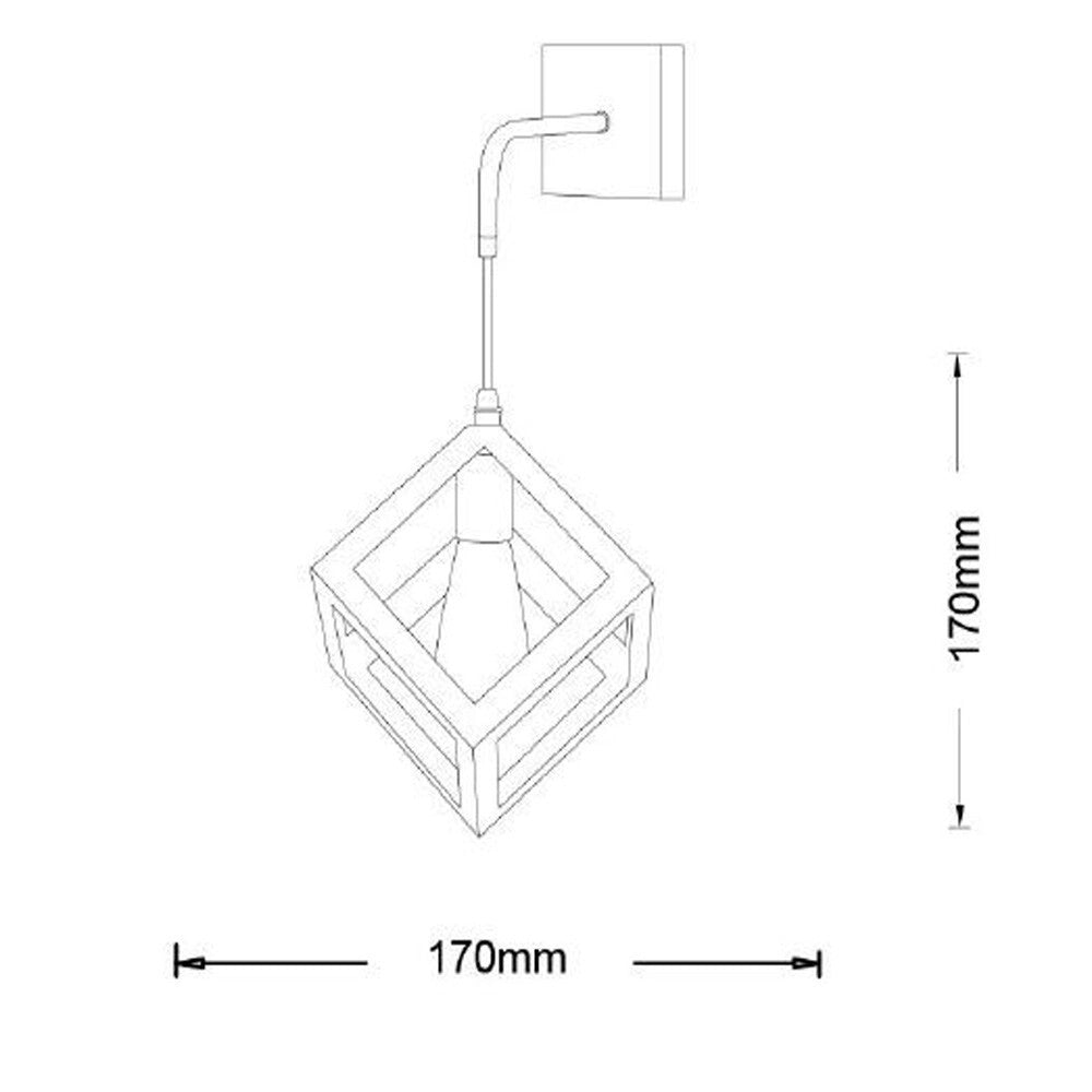 Trade Shop - Applique Da Parete Pendente A Forma Di Cubo 3d Stile Minimal Portalampada Attacco E27 Aq52 - Nero