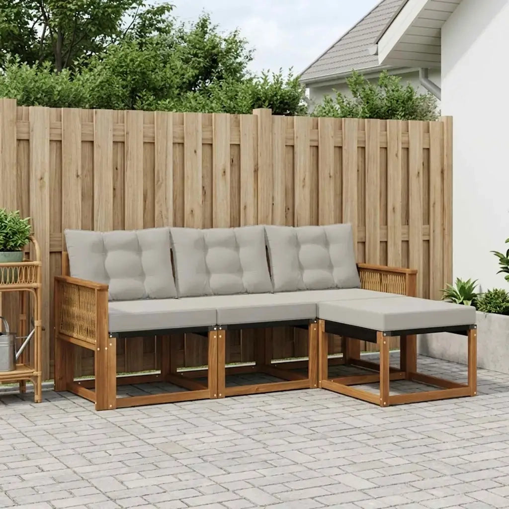 Set di divani da esterno 4 pcs Naturale e Grigio Chiaro 3381875