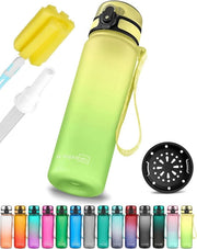 Bottiglia per bambini, senza lattosio - 350ml, 500ml, 750ml - con cannuccia o filtro - bottiglia leggera in Tritan - BPA libera - per la scuola dell'infanzia, scuola (giallogrin 500ml)