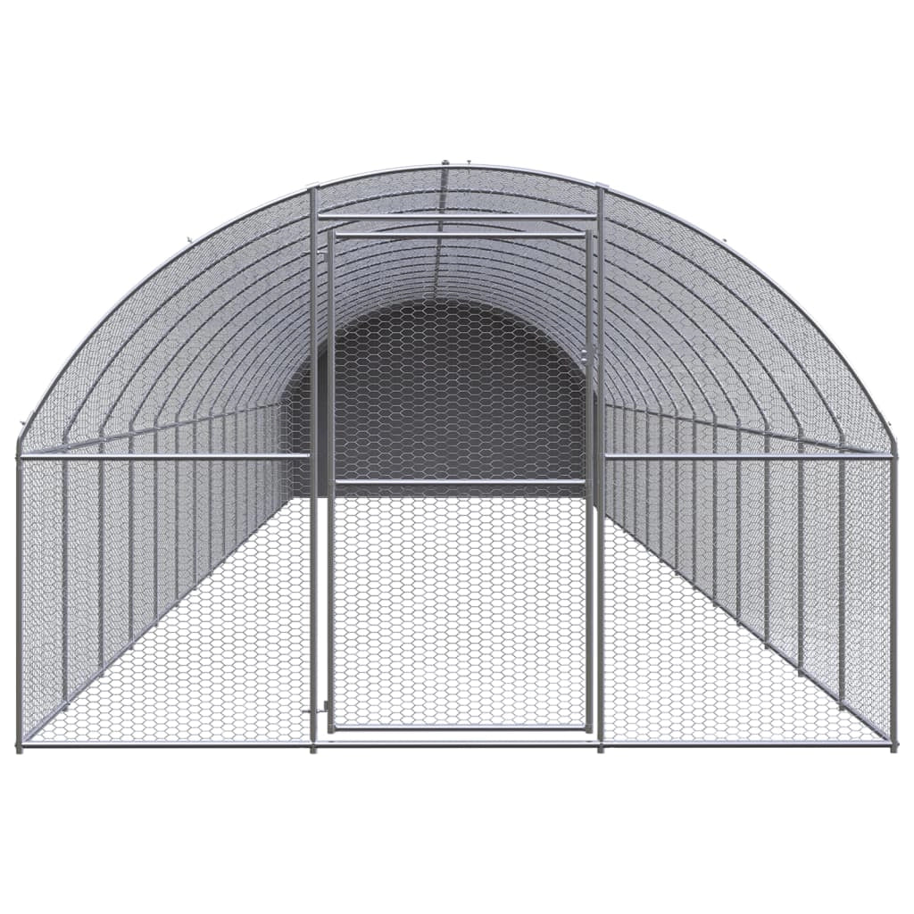 Pollaio/recinto/gabbia per polli da esterno 3 x 16 x 2 m acciaio zincato argento 02_0044003