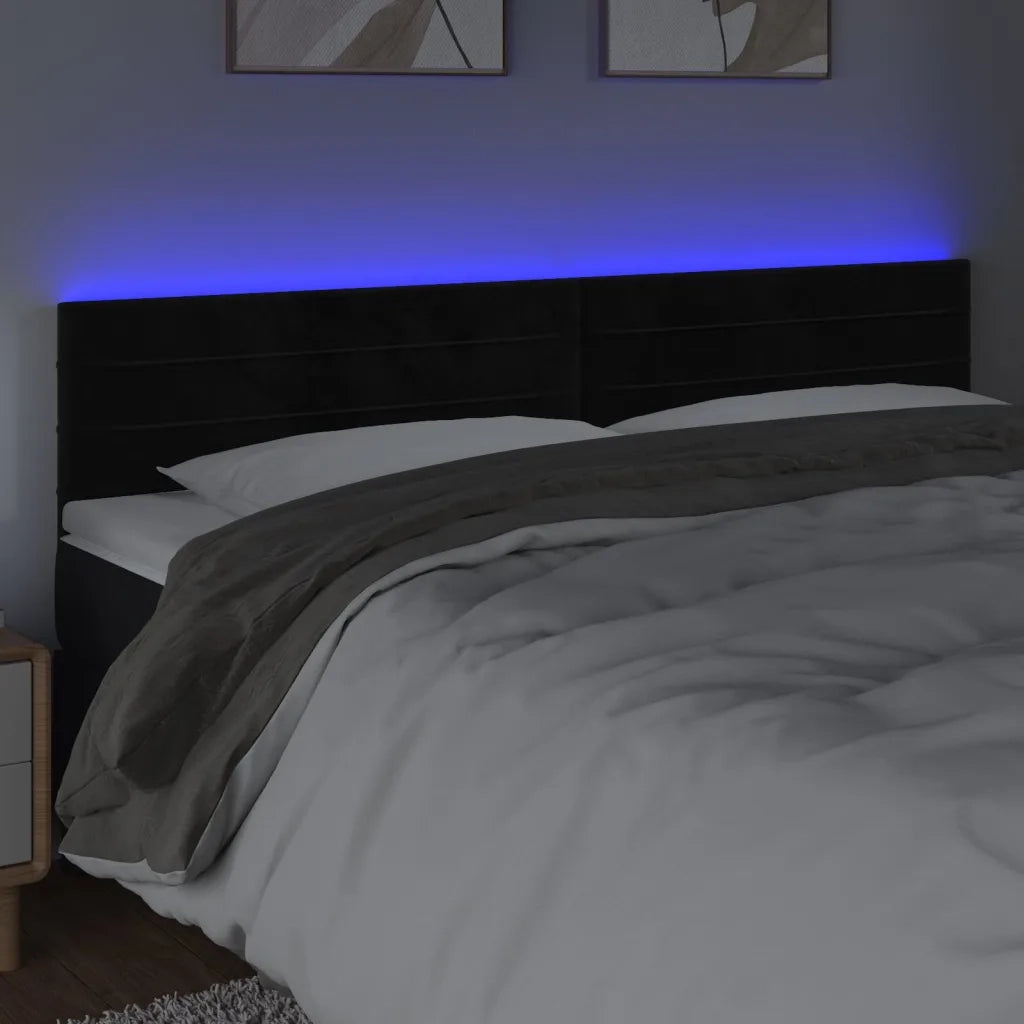 Testiera a LED-Testata con LED Nera 160x5x78/88 cm in Velluto 770800
