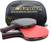Tavola di ping pong con lemme in carbonio doppio e valigetta per racchetta - Manico a V
