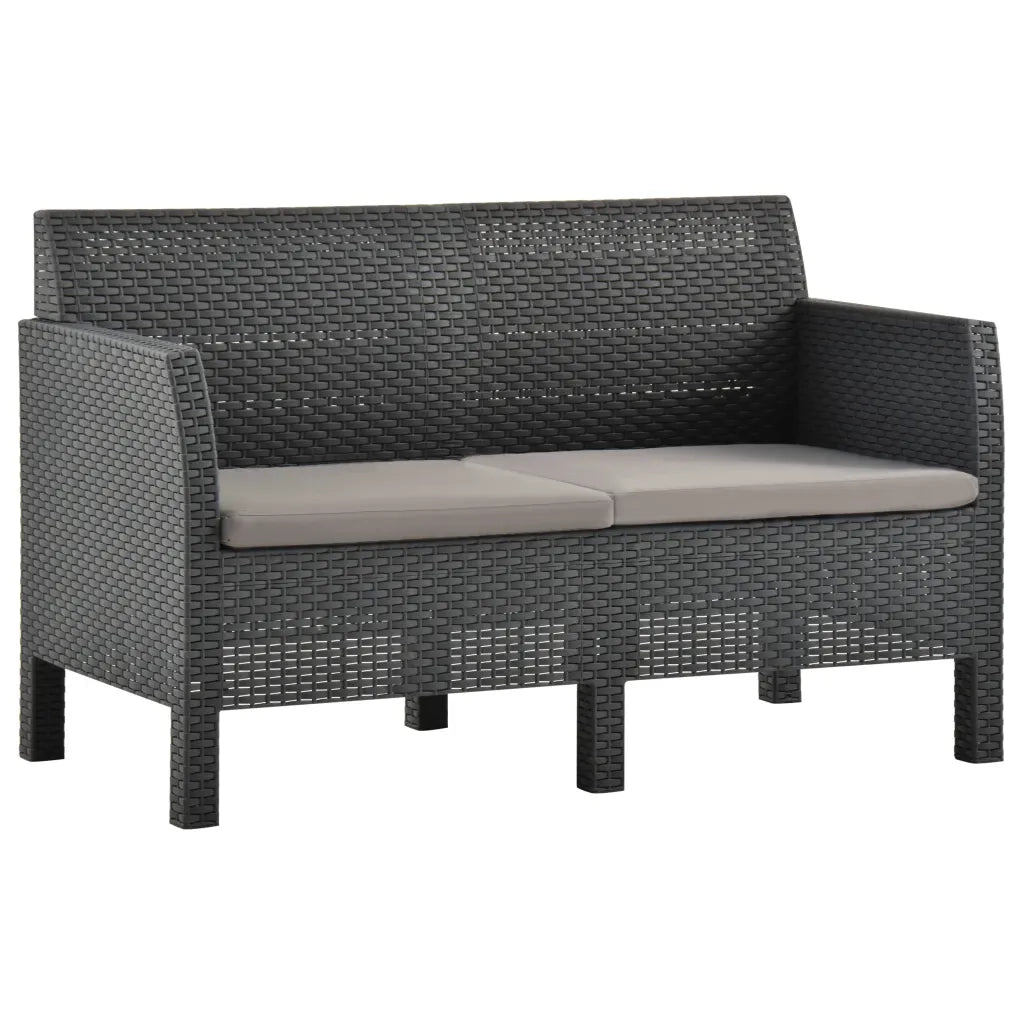 Set Divani da Giardino 2 pz con Cuscini in Rattan PP Antracite 3079667
