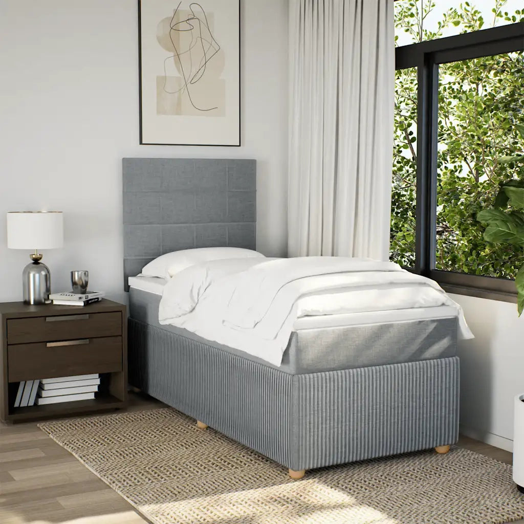 vidaXL Giroletto a Molle con Materasso Grigio Chiaro 90x190 cm Tessuto