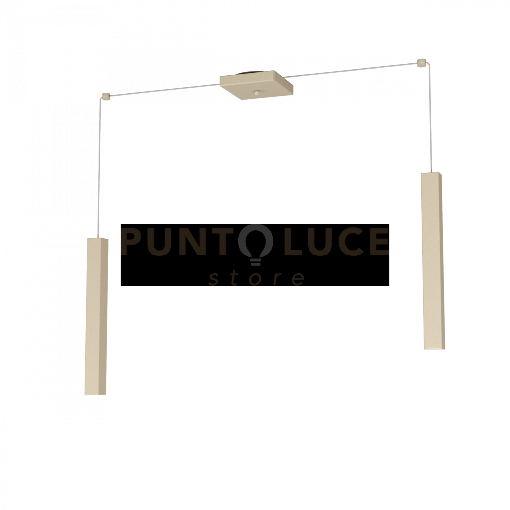 SQUARE TUBE SOSPENSIONE 2 LUCI SABBIA CAVO CM.250 CON BASE 1173-S2-SA