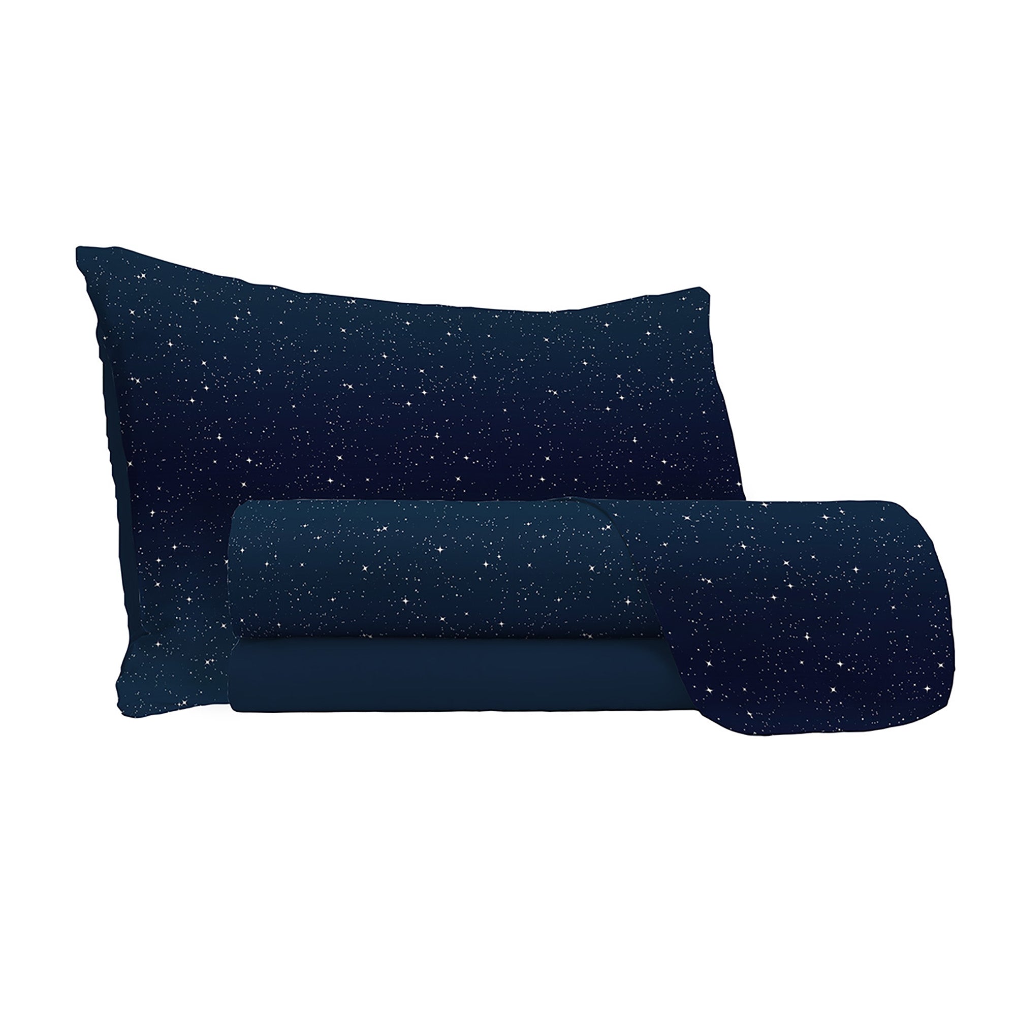 Set Lenzuola Matrimoniale con Stampa Sopra Sotto e Federe Stars