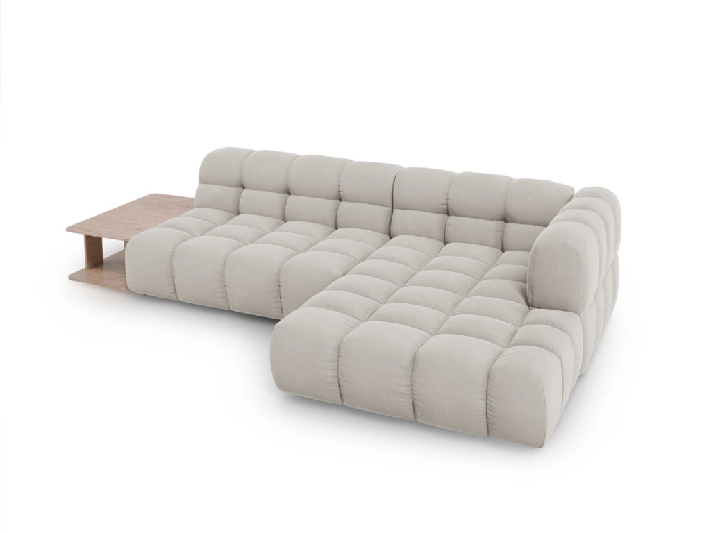 Cosmopolitan Design - Divano angolare modulare destro "Sky" 4 posti in velluto beige chiaro 