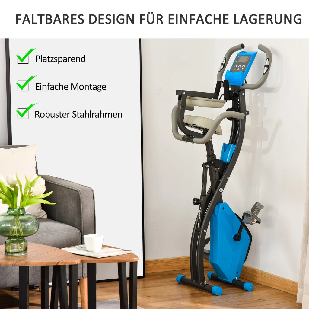 Bicicletta ellittica trainer 2 in 1 con display LCD e resistenza magnetica ¨C Zephmum ¨C Grigio, Pieghevole, 8 livelli