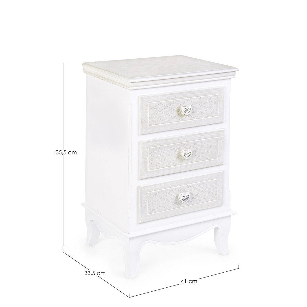 Cassettiera Legno Bianco Stile Romantico da Interno - CAROLINE
