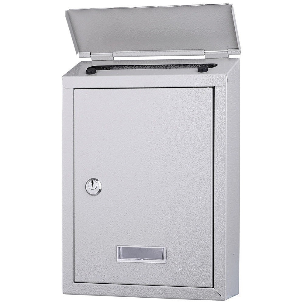 Trade Shop - Cassetta Postale Parete In Acciaio Buca Lettere Posta Esterno Con Chiave Grigio -