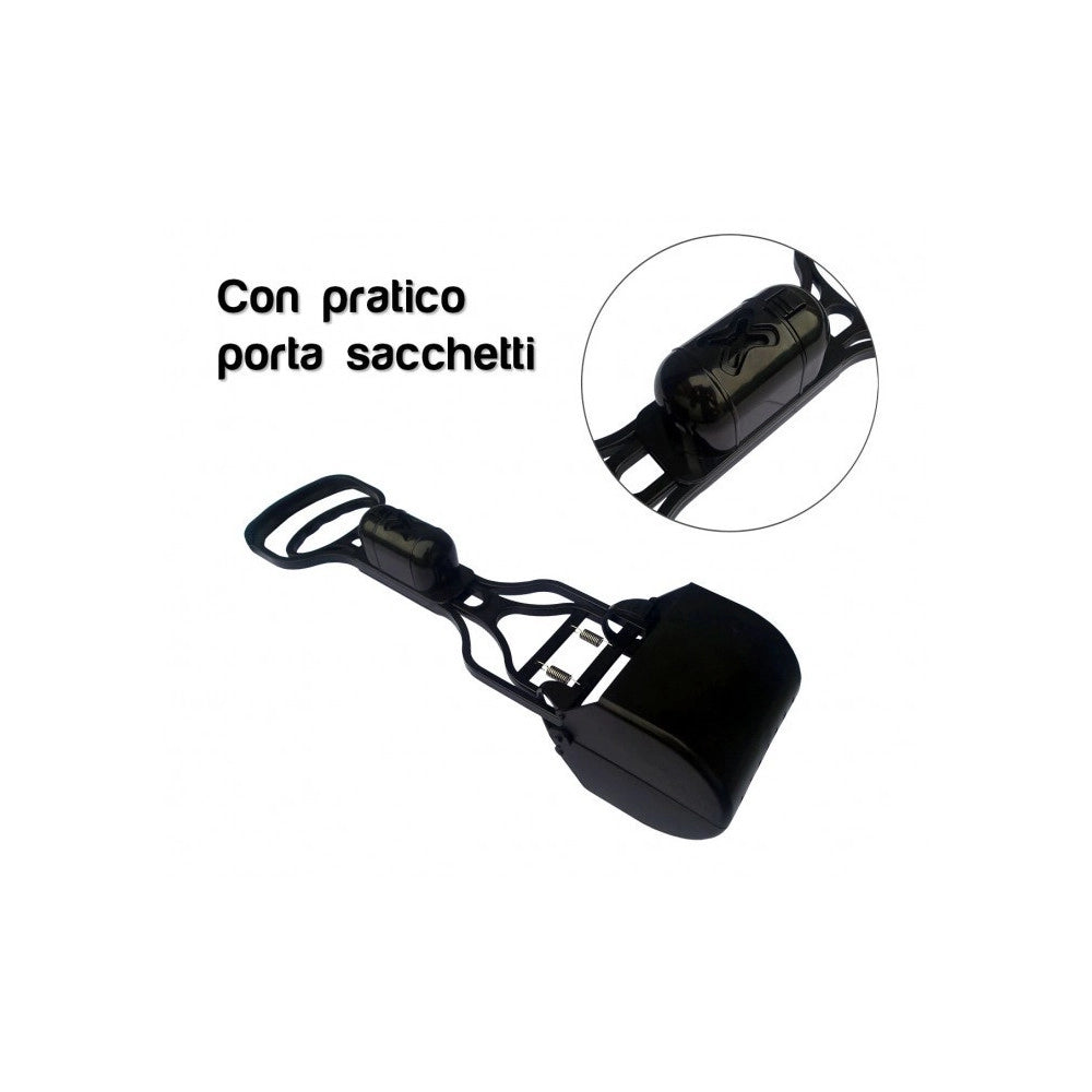 Trade Shop - Paletta Con Pinza Raccogli Feci Deiezioni Animali + Portabuste E Rotolo -