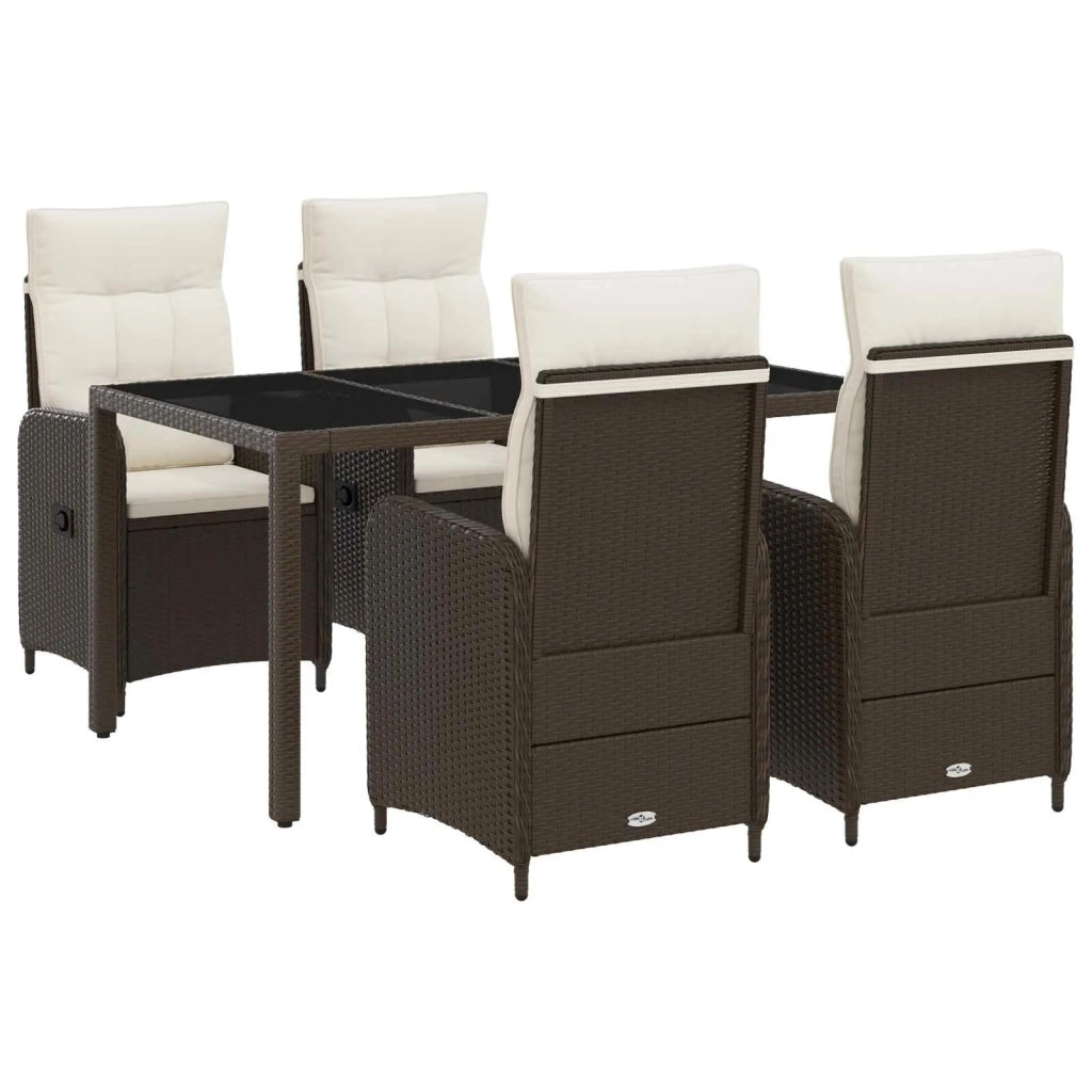 Set da pranzo per esterni 5 pcs Marrone e Bianco Crema