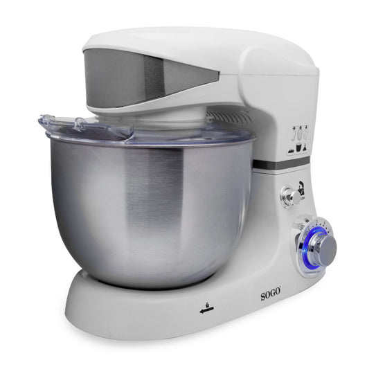 SOGO Food Processor 5L 1000W 6 Velocità con Ciotola in Acciaio Inossidabile, Coperchio Antispruzzo, Accessori e Testa Inclinabile