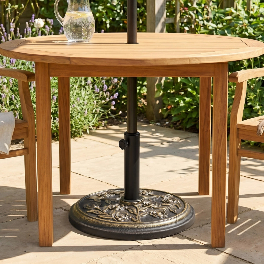 Base per Ombrellone 9kg ¨C zephmum ¨C Resina, Finiture Bronzo, ¦µ45.5x31.5cm, Nero