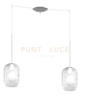 SOSPENSIONE CROMO 2 LUCI SPOSTABILE VETRI TRASPARENTE 1181CR-S2 S-TR