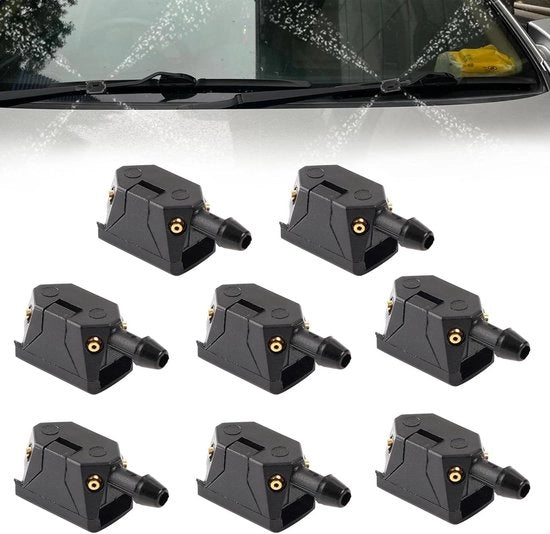 Pulitore universale per finestrini adattabile - Set da 8 pezzi - Adatto per maniglie di pulitore da 8 mm/9 mm - Spremini 4 vie - Nero - Disegno pratico