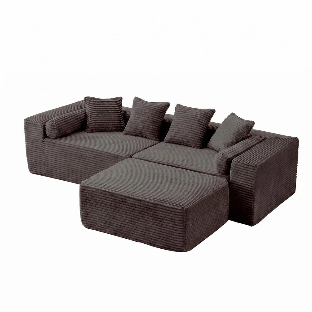 Divano angolare 3 posti ¨C Minimal ¨C Nero tessuto chenille