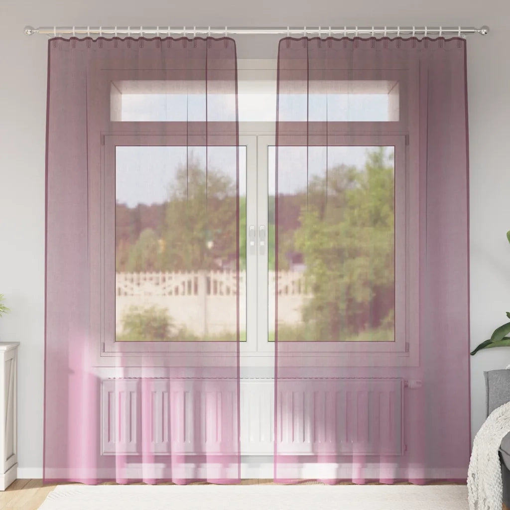 Tende in Voile con Tasche per Aste 2 pz Viola