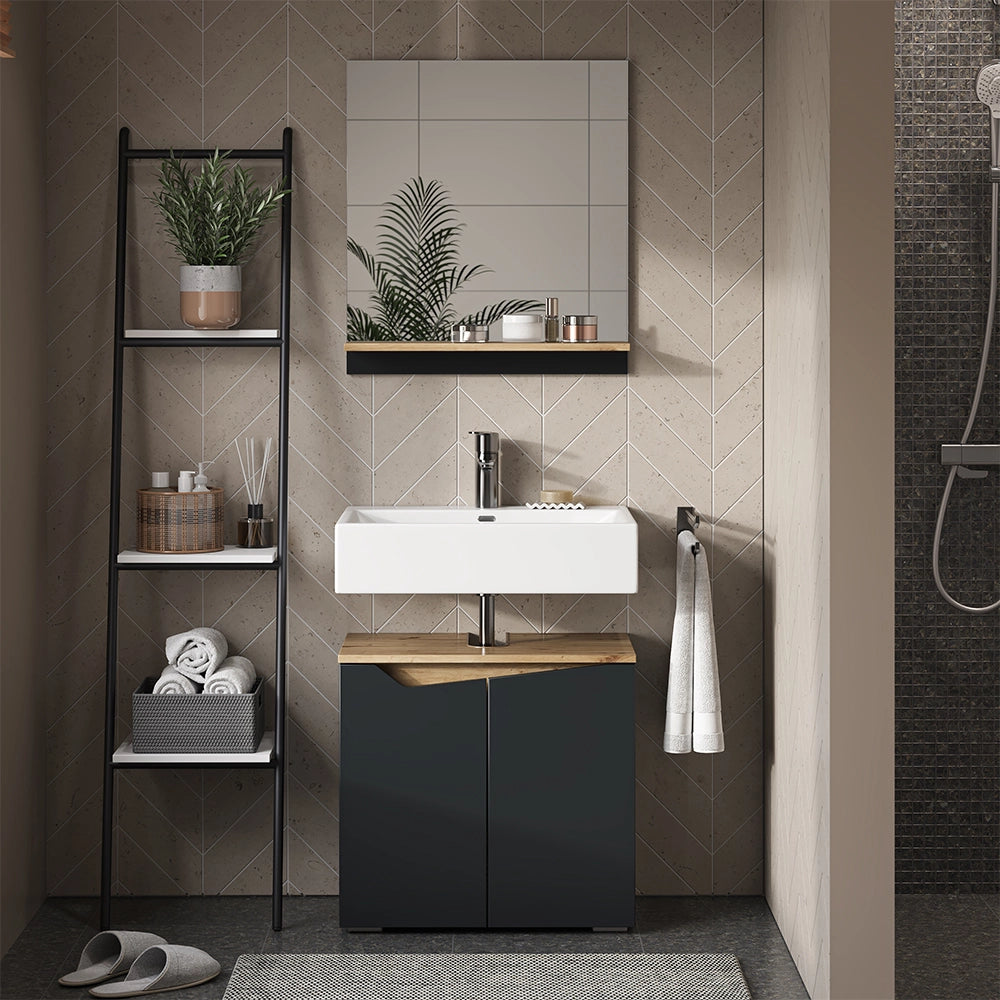 Vicco Specchio contenitore bagno Antracite 60 x 67 cm con ripiano