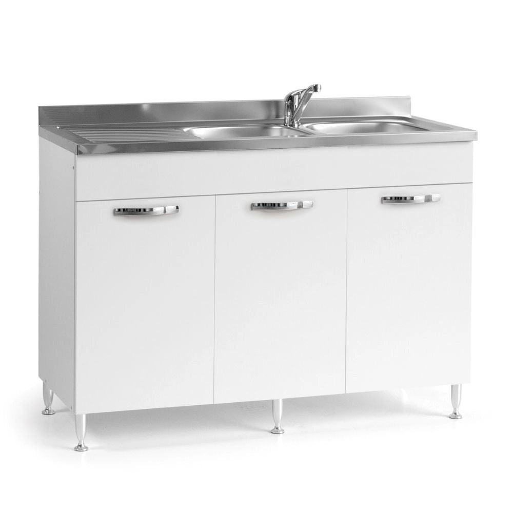 Mobile Sottolavello 120 cm con 3 ante bianco frassinato