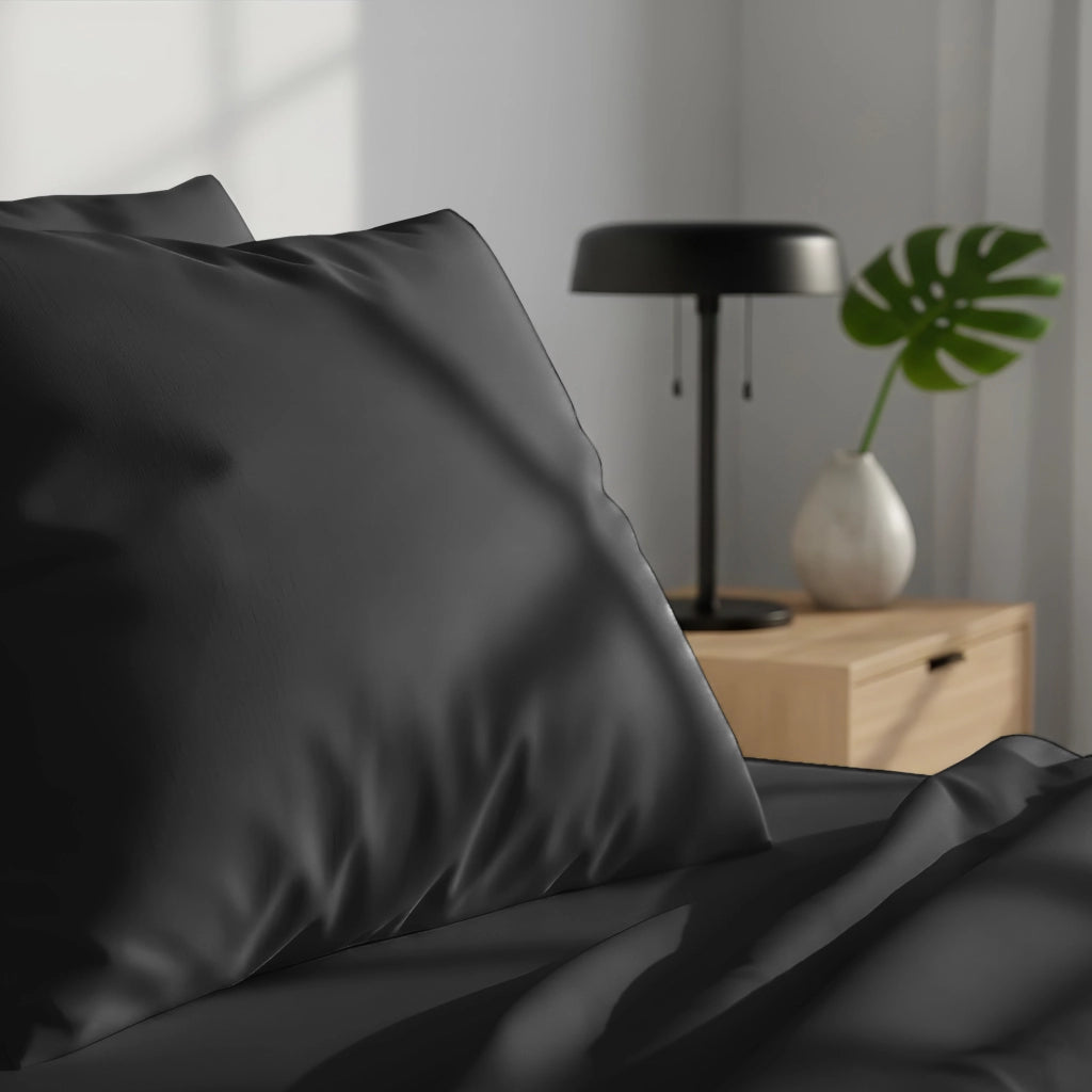 Coppia Federe per Cuscino 50x80 cm in  con Patella – Morbide, Traspiranti,– Tinta Unita, Lavabili  Nero