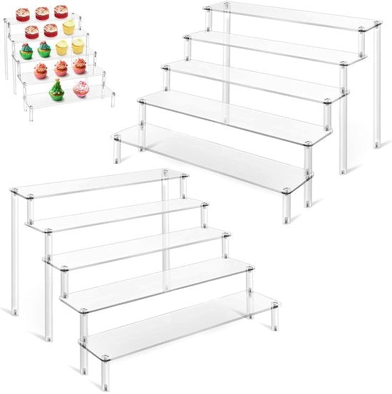 Supporto per Display 5 Livelli - Etagère in Acrilico - Organizzatore per Gioielli - Presentazione per Cupcake - Risparmio di Spazio - Stabilità con Supporti di Sostegno Migliorati - Etagere Multilivello