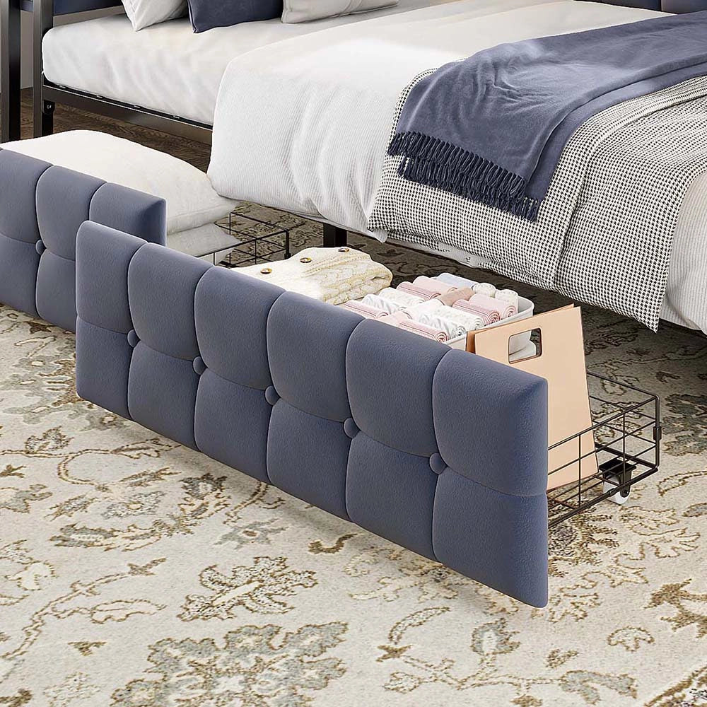 Divano letto - Xylo - 90x200 cm 2 cassetti LED USB grigio