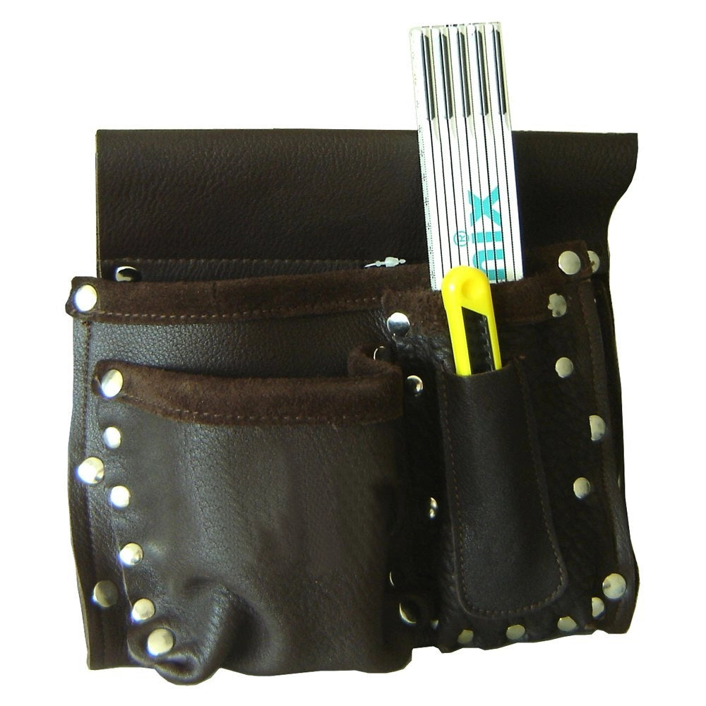 Borsa per carpentiere in cuoio 4 tasche professionale