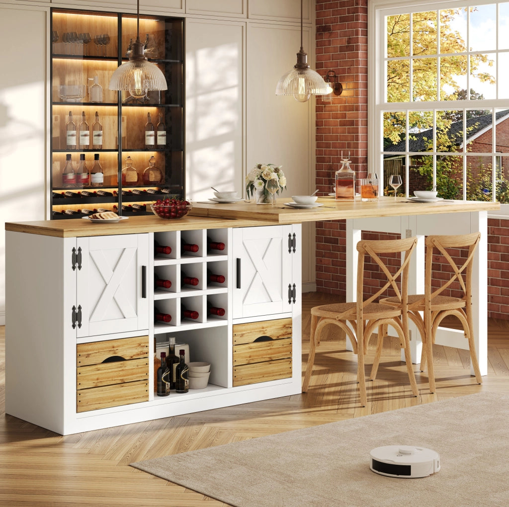 Tavolo da pranzo estensibile con sideboard bianco