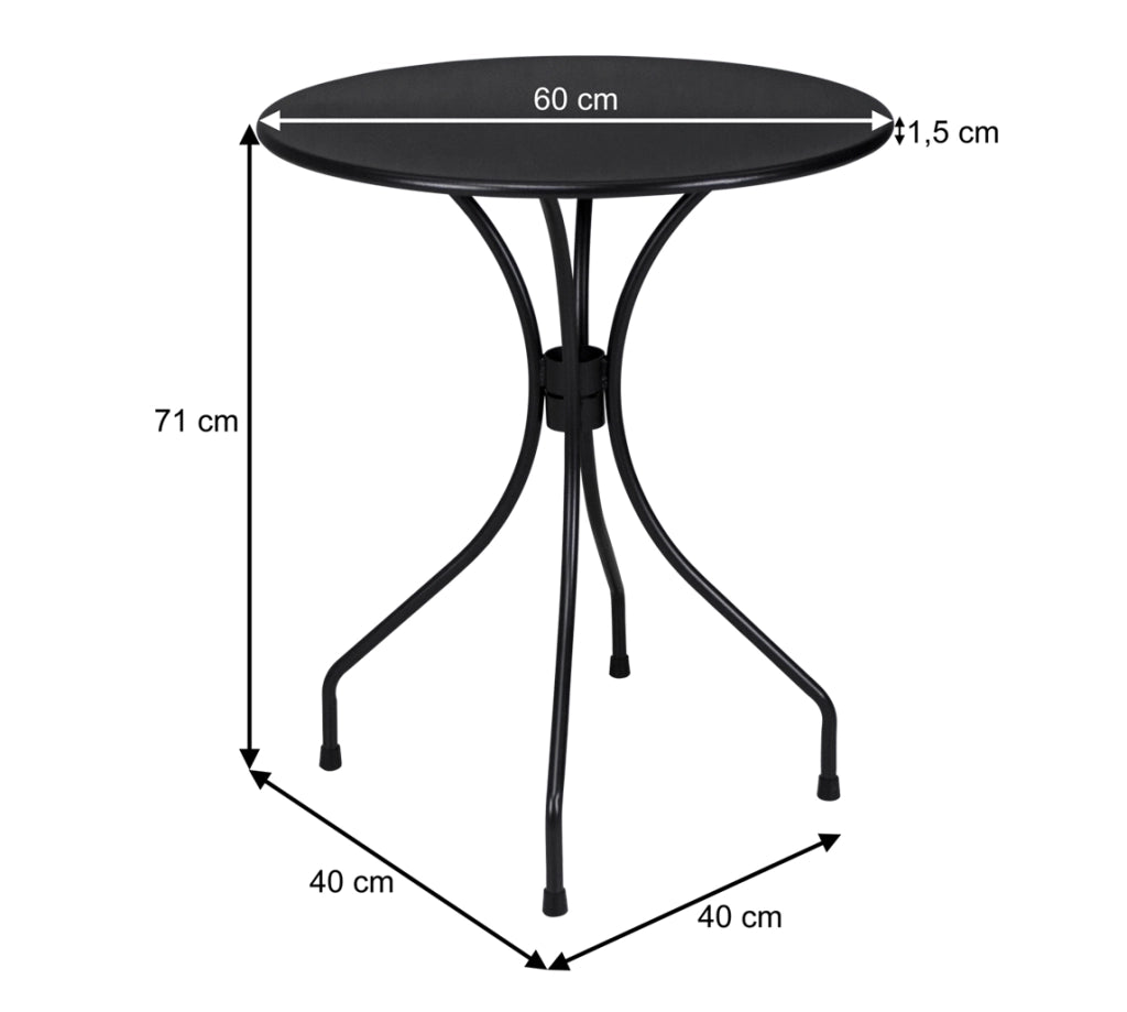 Tavolo bar rotondo 60 cm nero, tavolo da esterno - Rick - TR10-D6RI