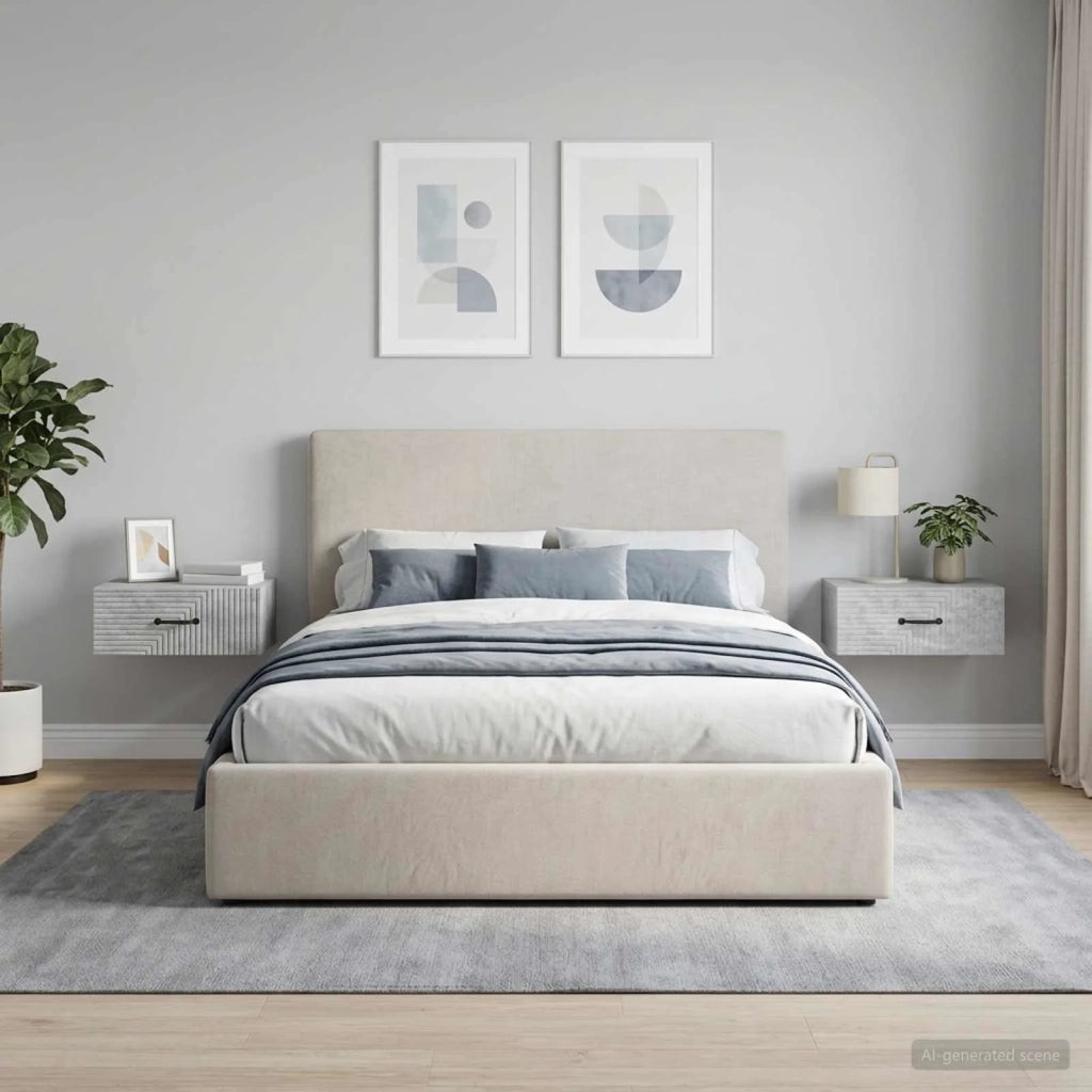 Mobiletto da notte a muro con cassetto 2 pcs Grigio Cemento 898622
