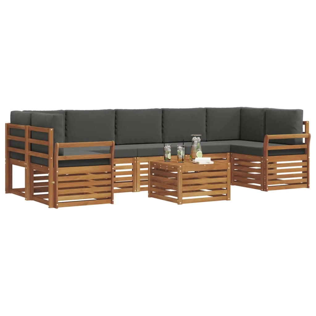 Set di divani da esterno con cuscino 8 pcs Naturale e Antracite