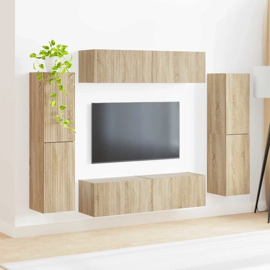 Set mobile TV 8 pcs Rovere Sonoma Legno multistrato