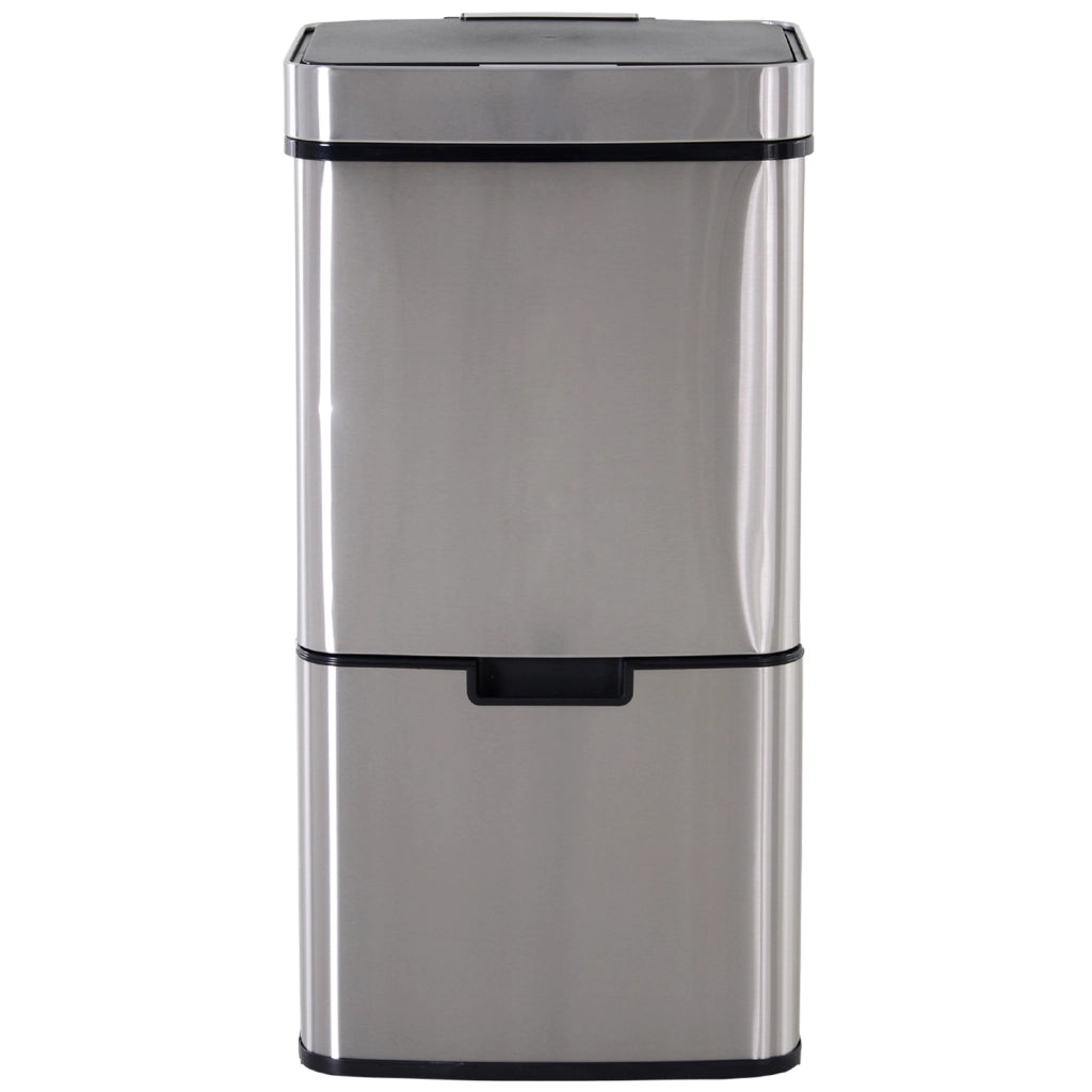 Cestino Cucina 72L con Sensore Movimento Apertura Automatica 3 Compartimenti ¨C Zephmum ¨C 42x30x81 cm Grigio
