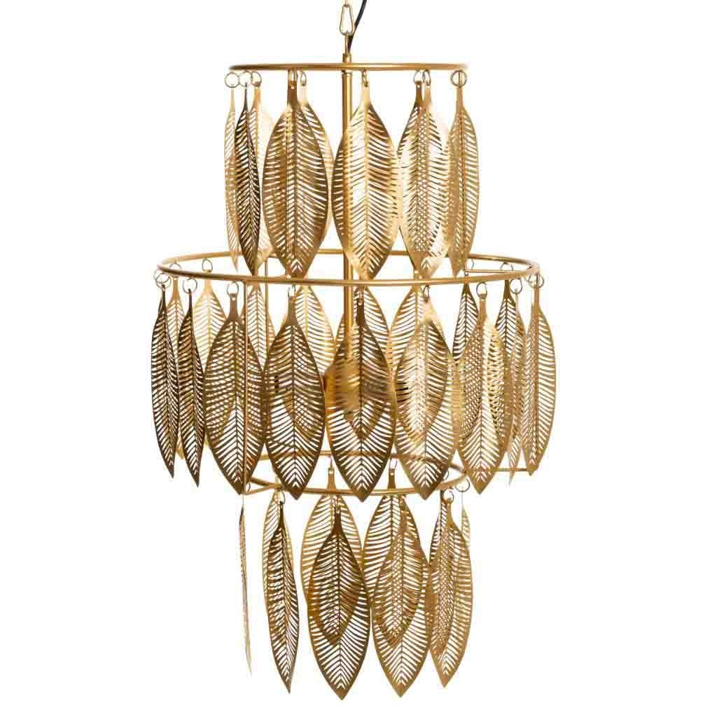 Lampada a sospensione in metallo dorato 49x49x81h