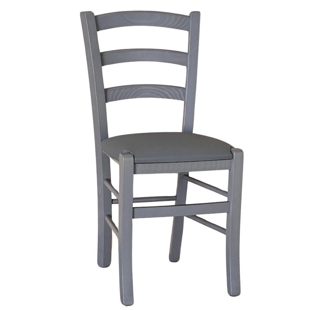 Sedie sala da pranzo Venezia in legno grigio con seduta similpelle antracite