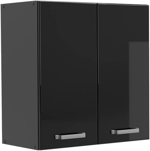 Pensile da cucina R-Line, Nero lucido, 60 cm, per la libera combinazione all'interno di sistemi cucina modulari