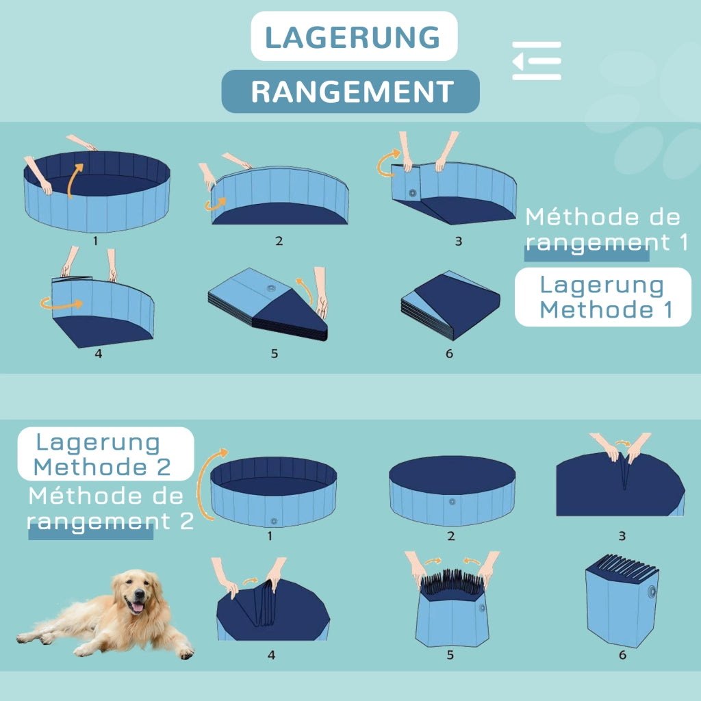 Vasca da bagno per cani e gatti pieghevole ¨C Zephmum ¨C Blu ?120x30 cm
